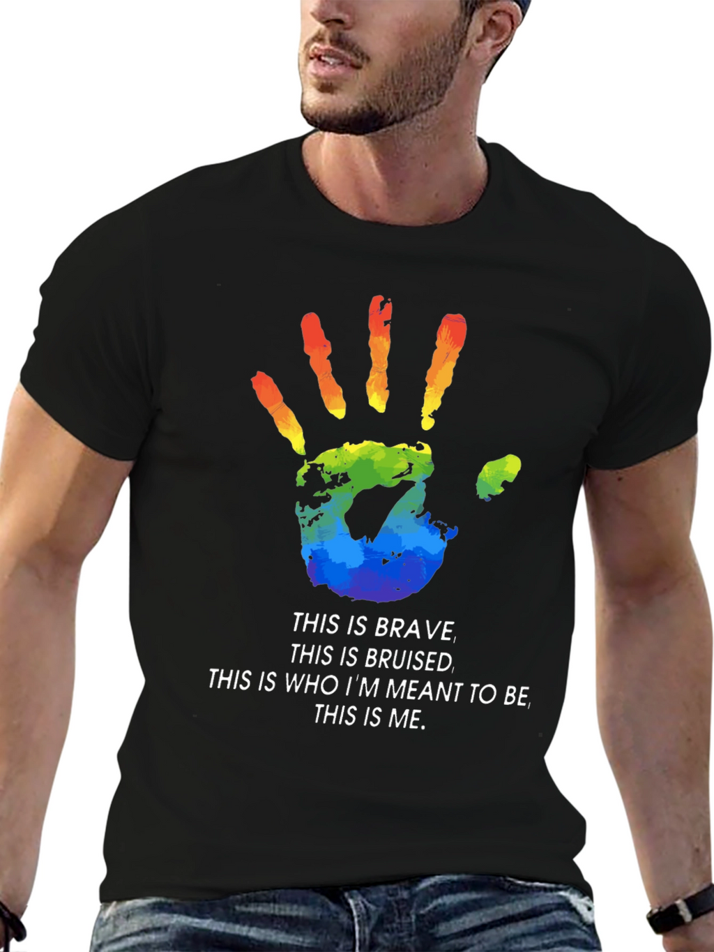 Pride Handprint Graphic Tee - Brave Bruised Me