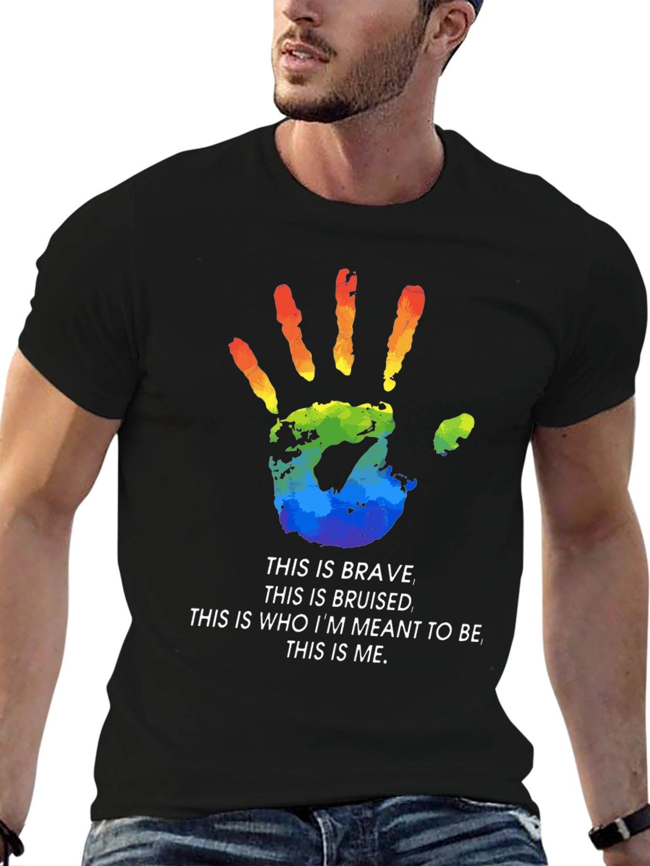 Pride Handprint Graphic Tee - Brave Bruised Me