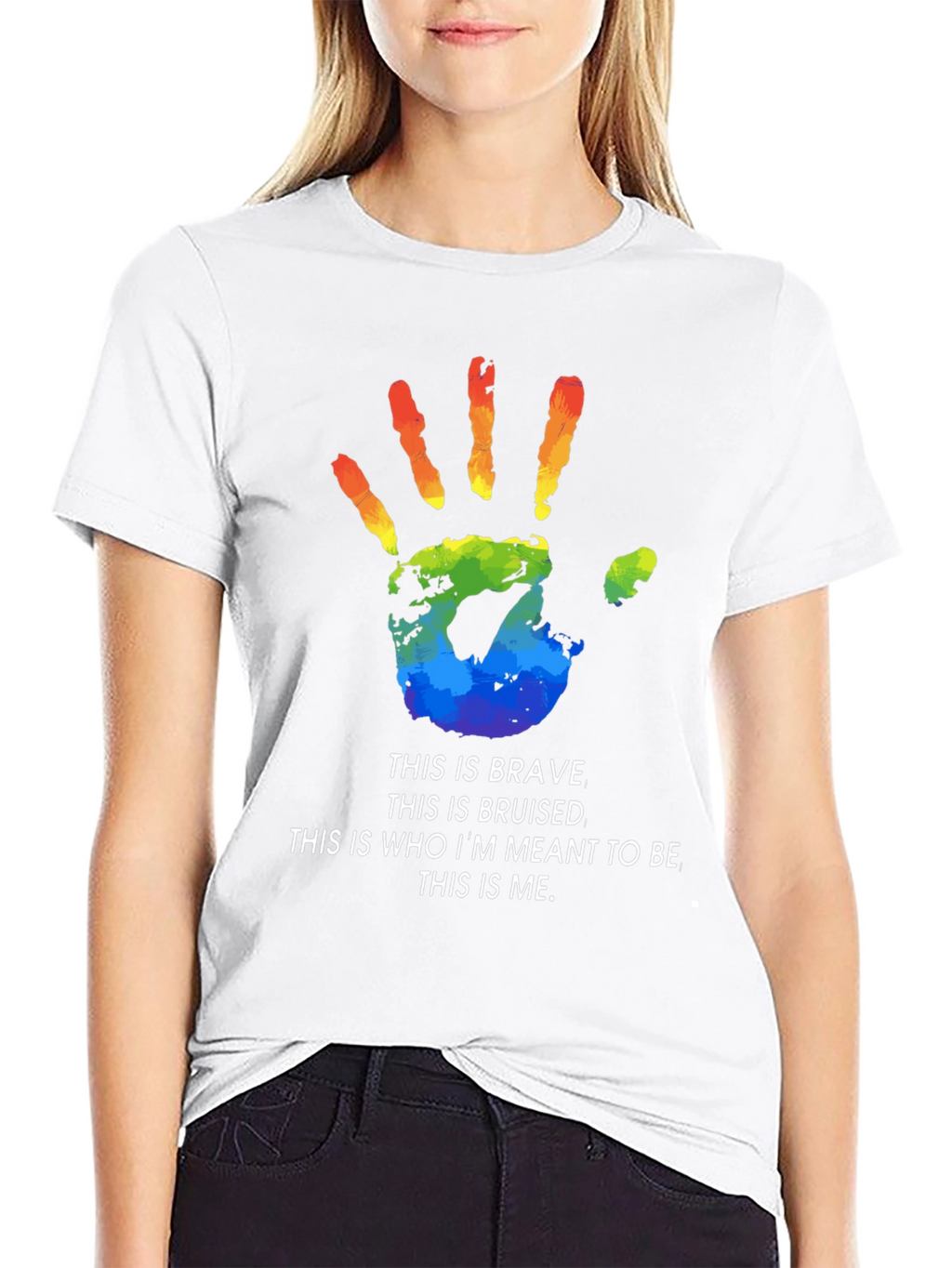 Pride Handprint Graphic Tee - Brave Bruised Me