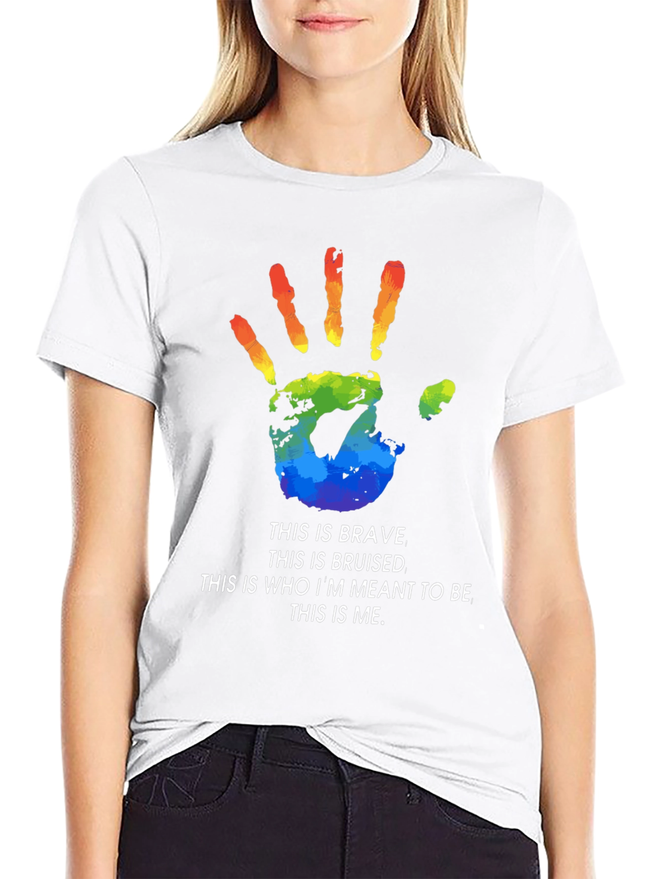 Pride Handprint Graphic Tee - Brave Bruised Me