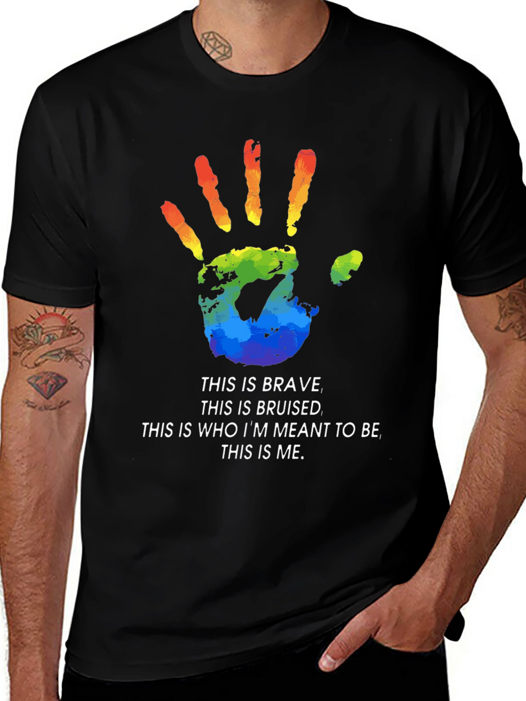 Pride Handprint Graphic Tee - Brave Bruised Me
