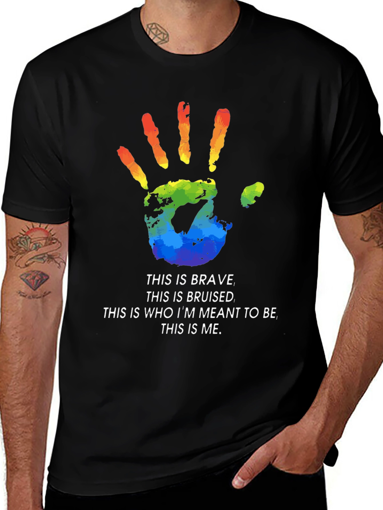 Pride Handprint Graphic Tee - Brave Bruised Me