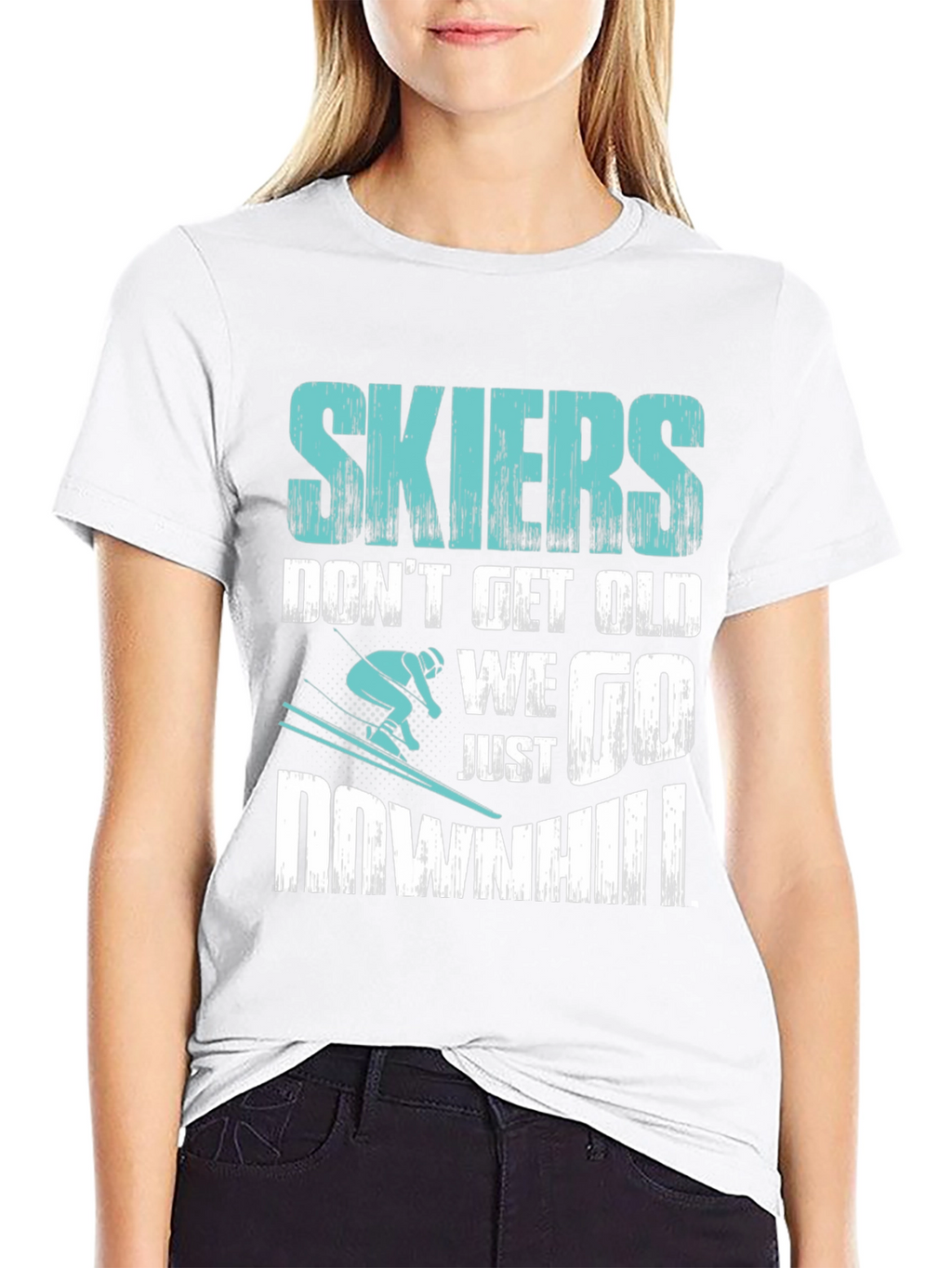 Skiers Downhill T-Shirt - Funny Skiing Tee