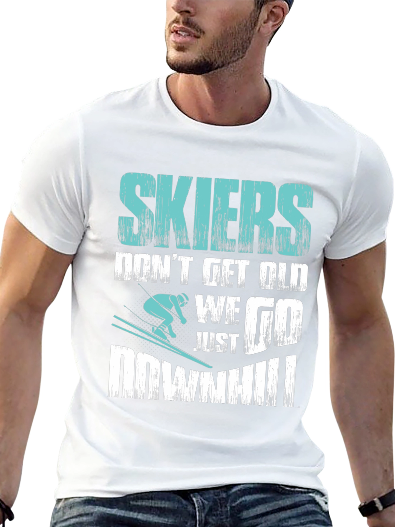 Skiers Downhill T-Shirt - Funny Skiing Tee
