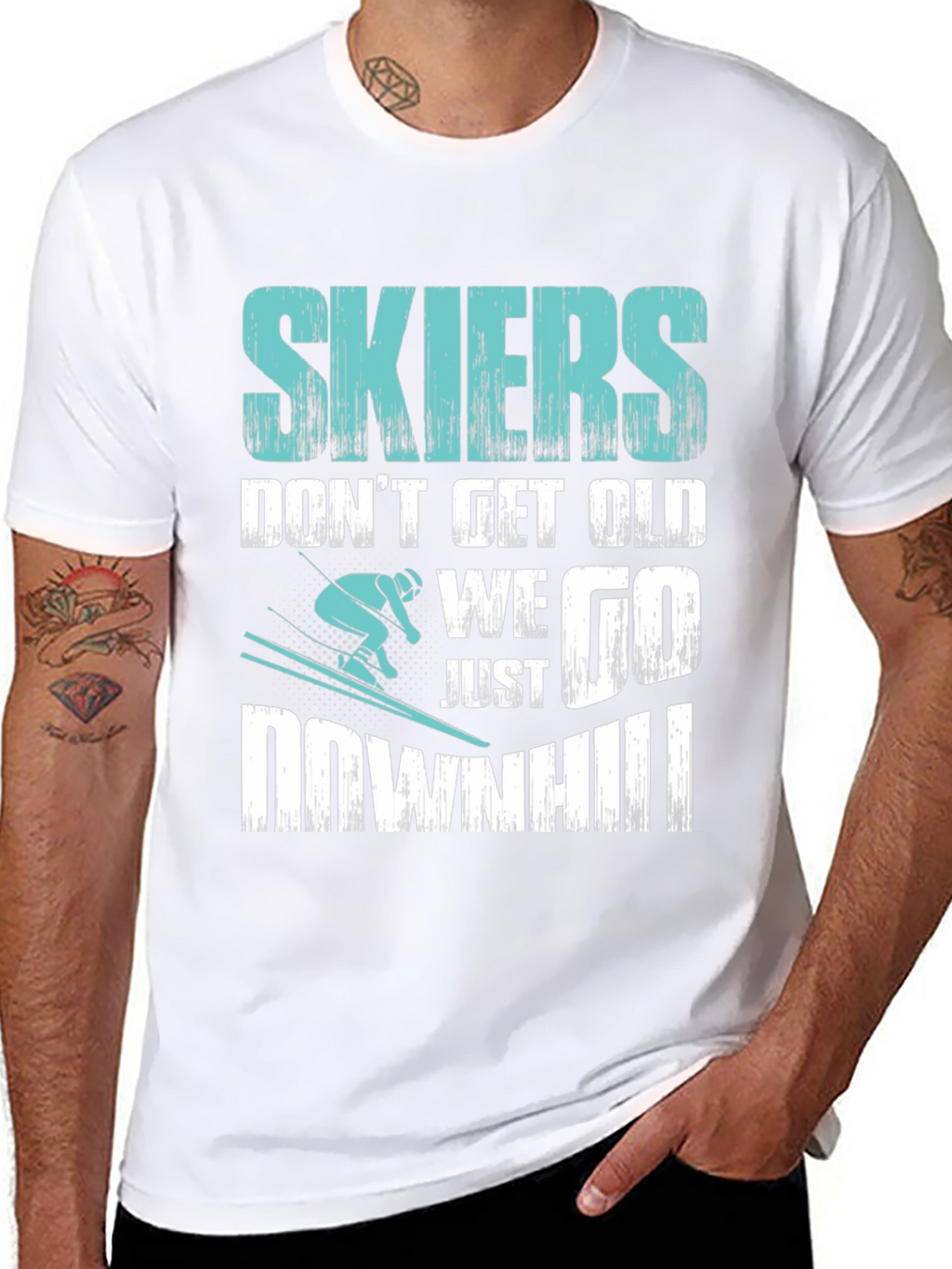Skiers Downhill T-Shirt - Funny Skiing Tee