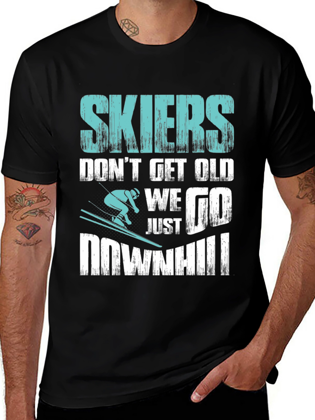 Skiers Downhill T-Shirt - Funny Skiing Tee