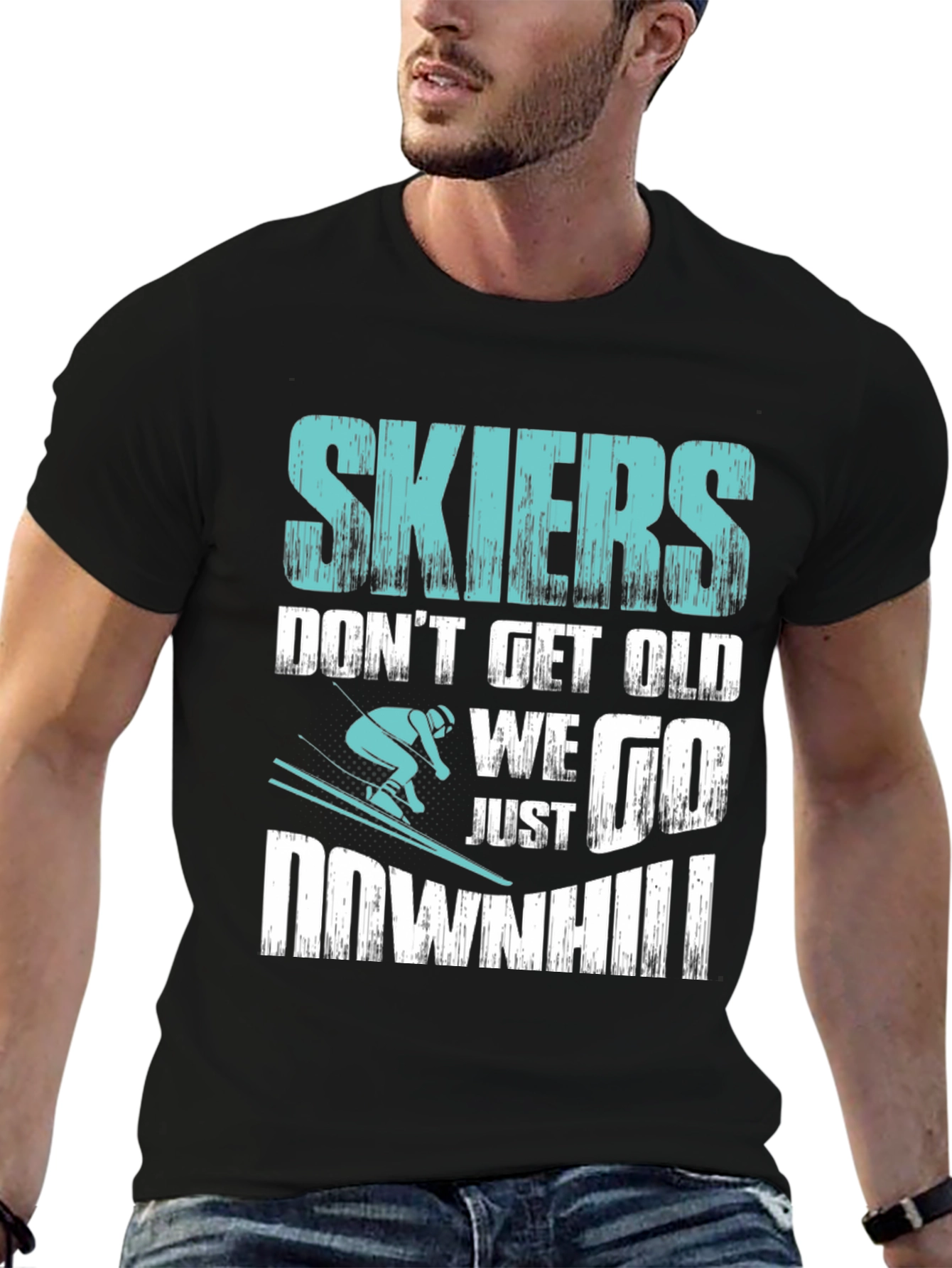 Skiers Downhill T-Shirt - Funny Skiing Tee