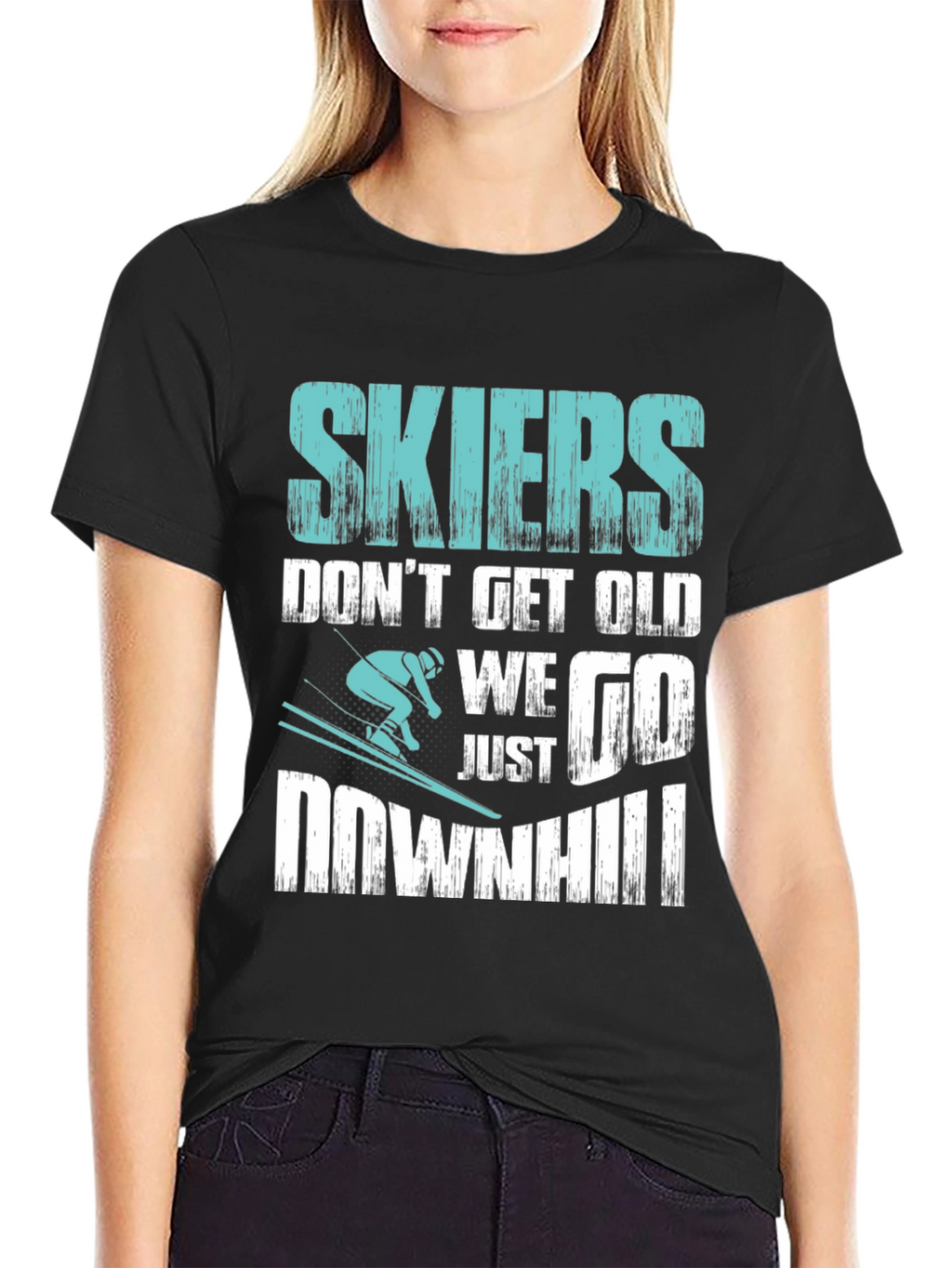 Skiers Downhill T-Shirt - Funny Skiing Tee