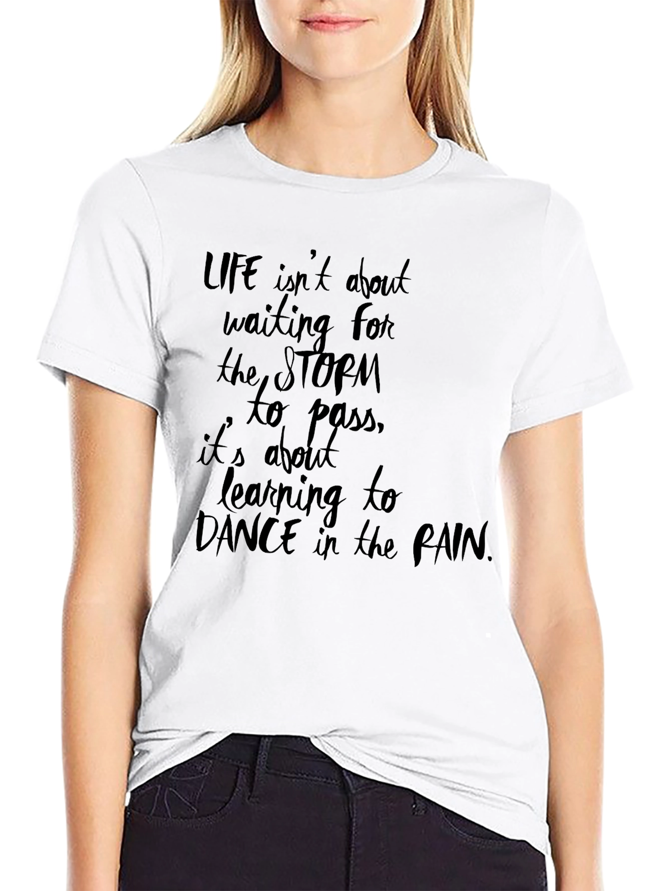 Inspirational Black T-Shirt - Dance in the Rain