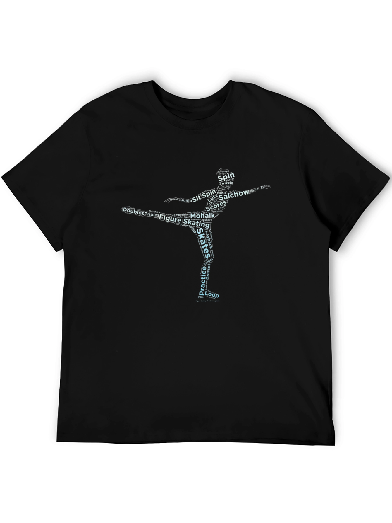 Figure Skating Word Art Graphic Tee - Black