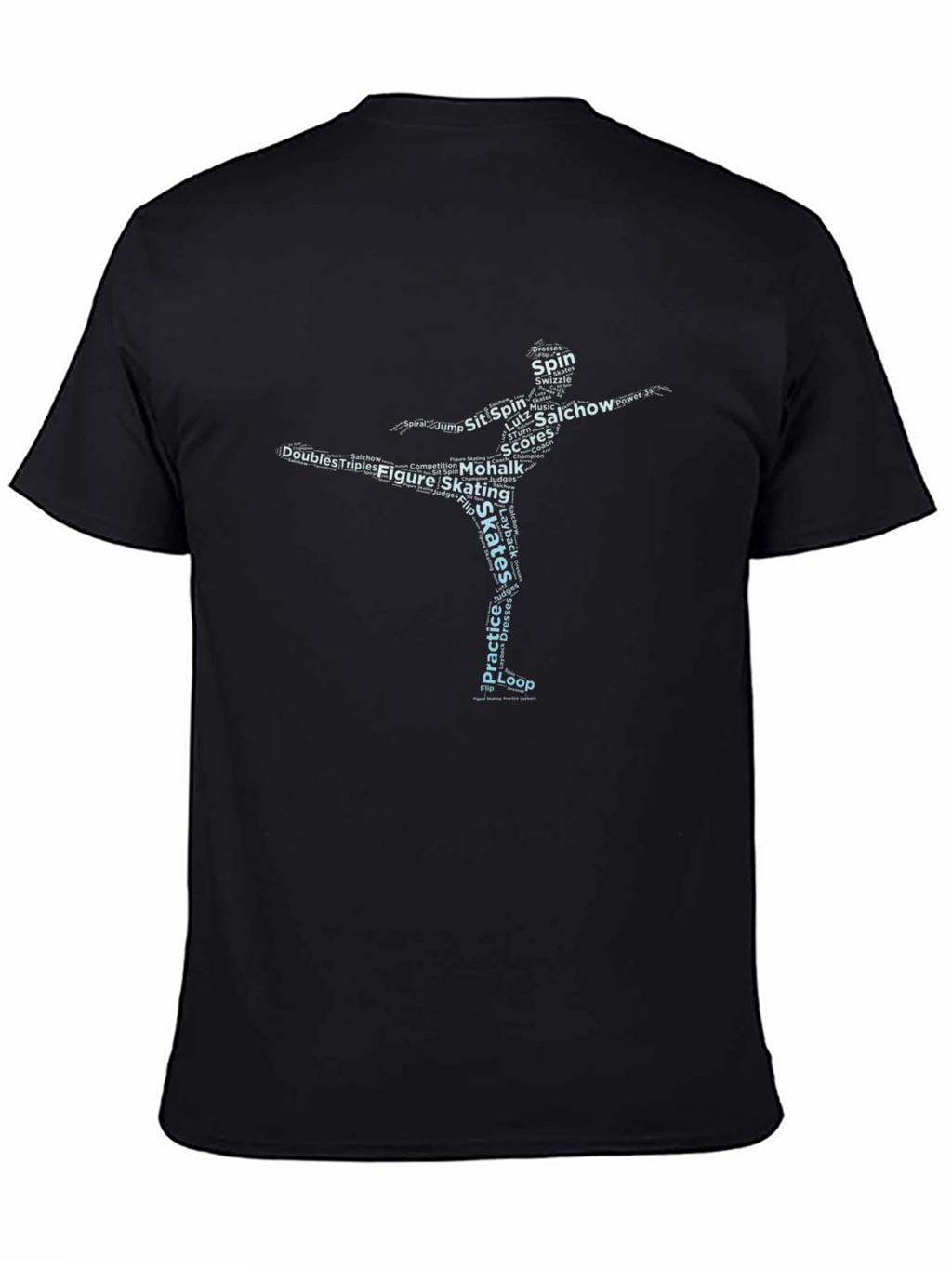Figure Skating Word Art Graphic Tee - Black