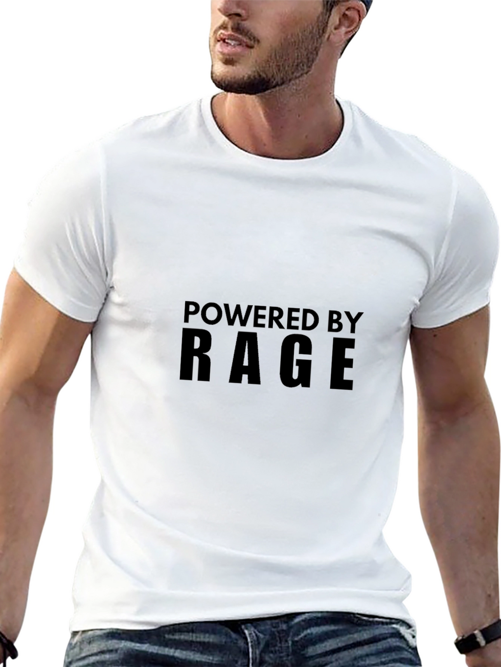 Powered by Rage T-Shirt - Black Crew Neck Tee