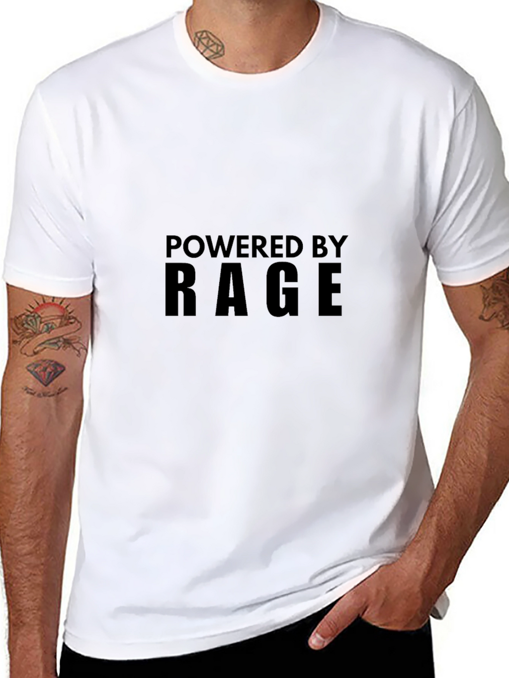 Powered by Rage T-Shirt - Black Crew Neck Tee