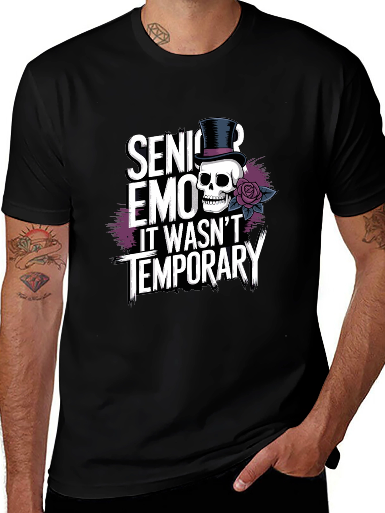 Senior Emo Skull Graphic Tee - It Wasnt Temporary