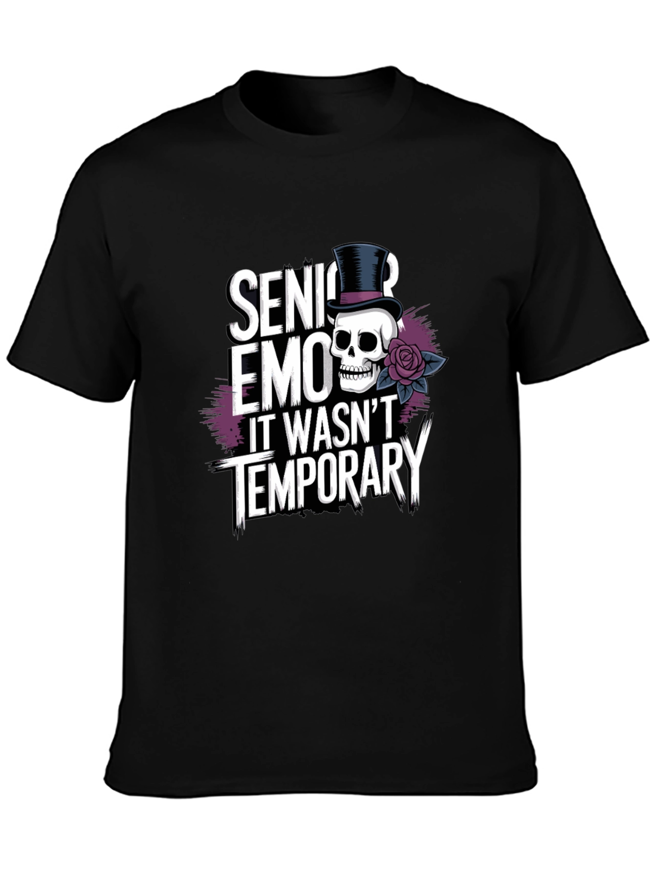 Senior Emo Skull Graphic Tee - It Wasnt Temporary