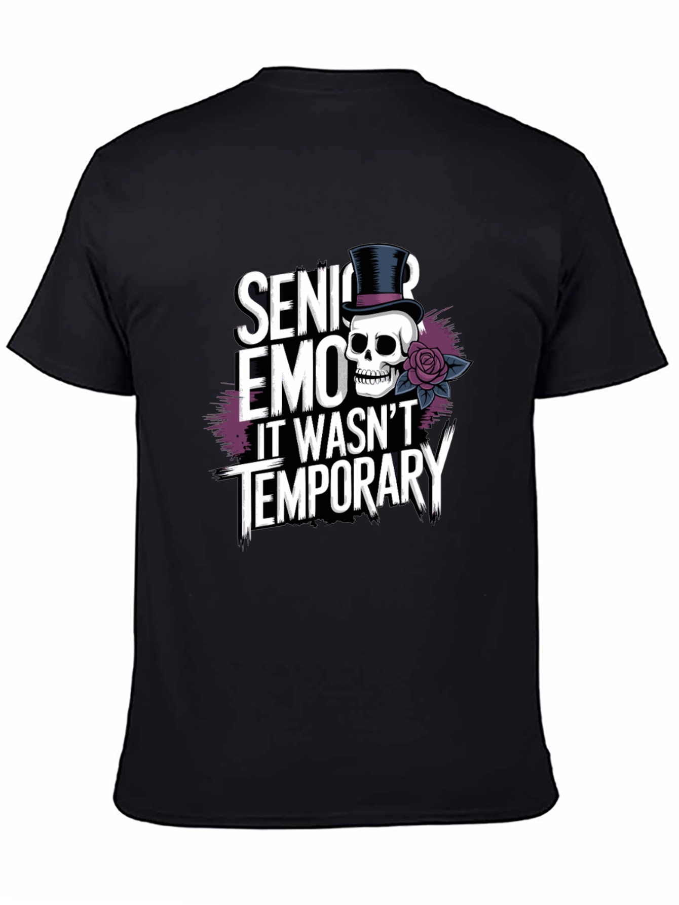 Senior Emo Skull Graphic Tee - It Wasnt Temporary