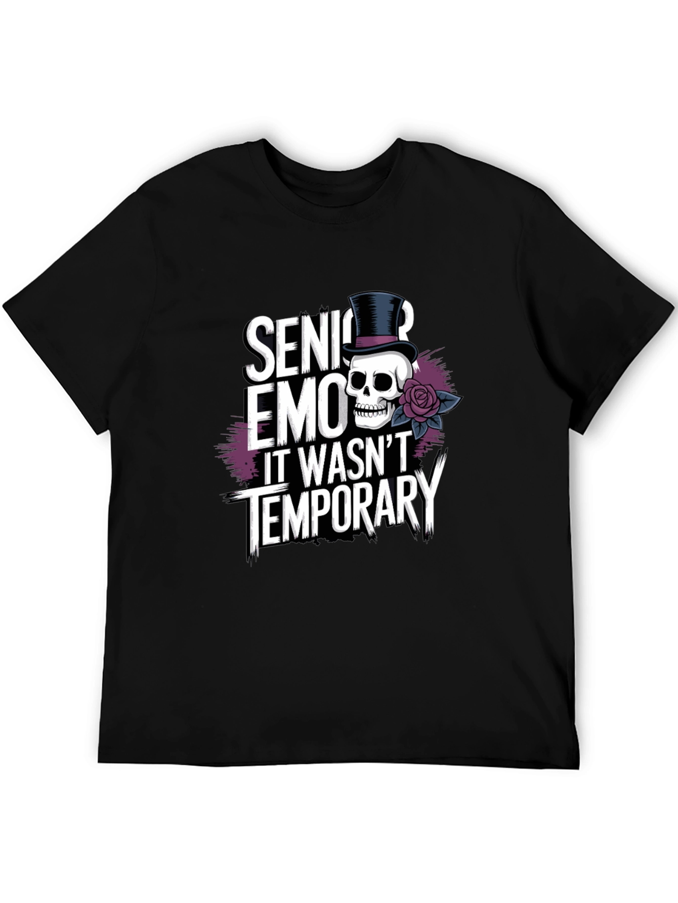 Senior Emo Skull Graphic Tee - It Wasnt Temporary