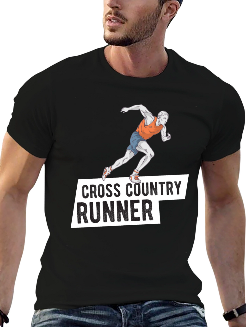 Cross Country Runner Black Graphic Tee
