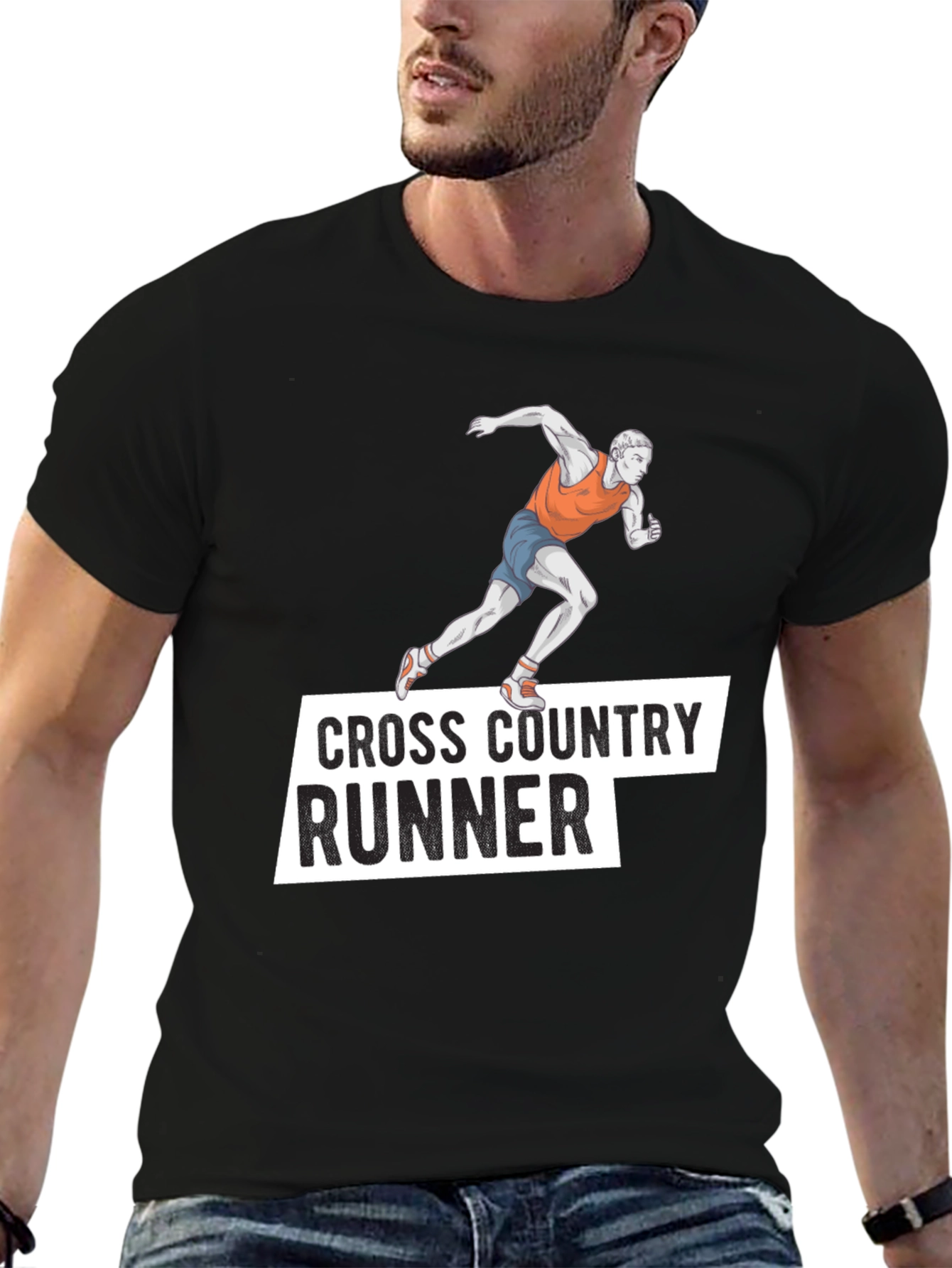 Cross Country Runner Black Graphic Tee