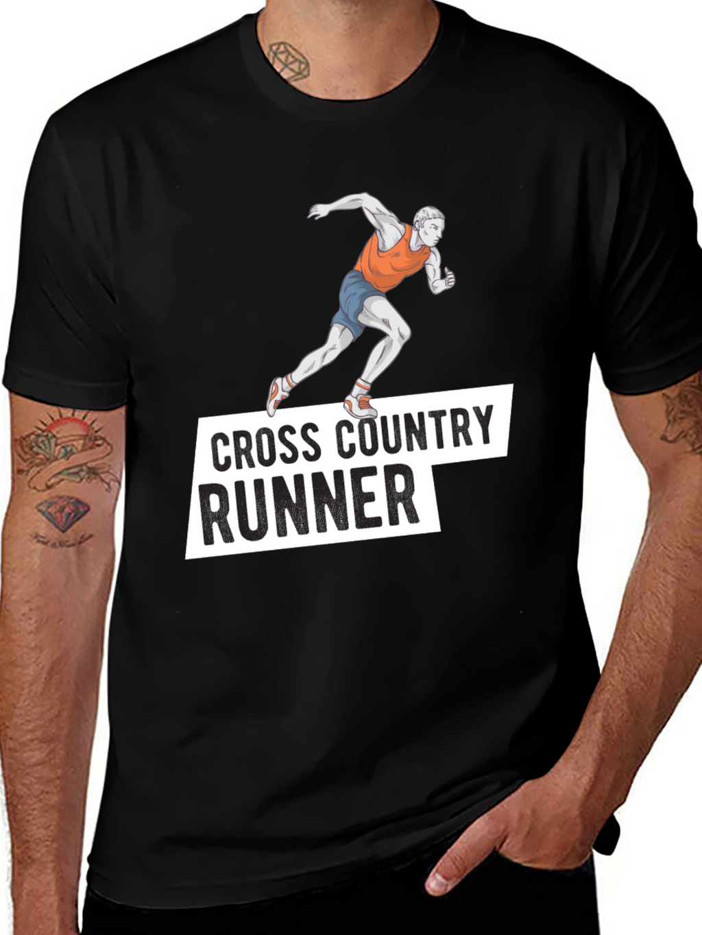 Cross Country Runner Black Graphic Tee