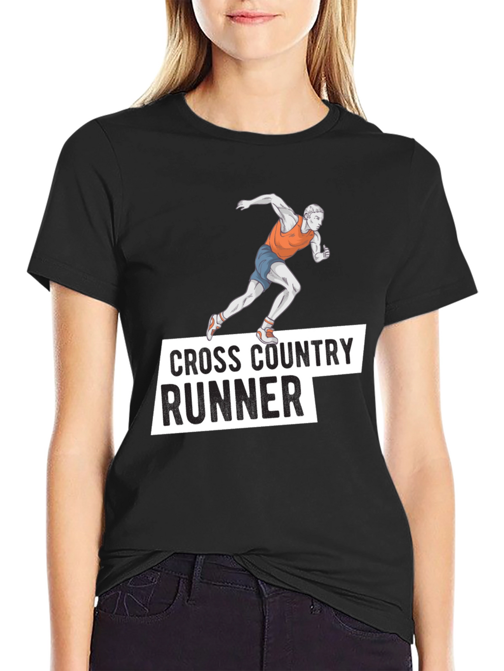 Cross Country Runner Black Graphic Tee
