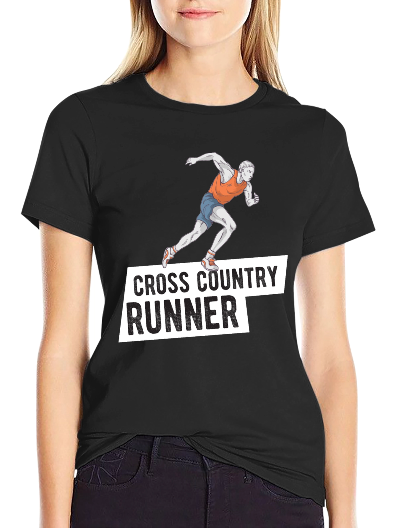 Cross Country Runner Black Graphic Tee