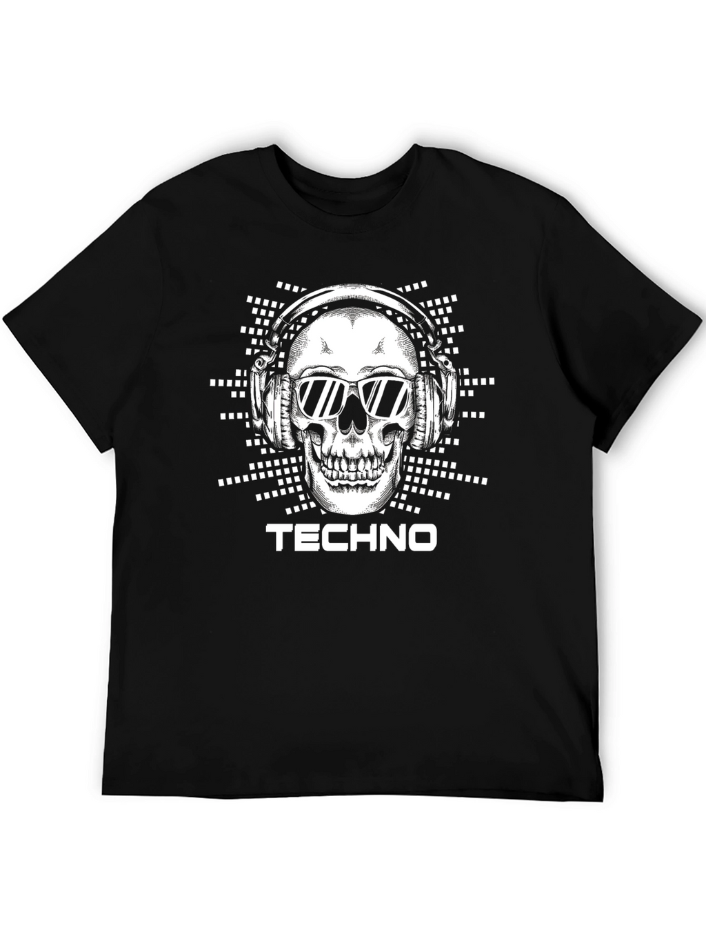 Techno Skull T-Shirt - DJ Skull Wearing Headphones