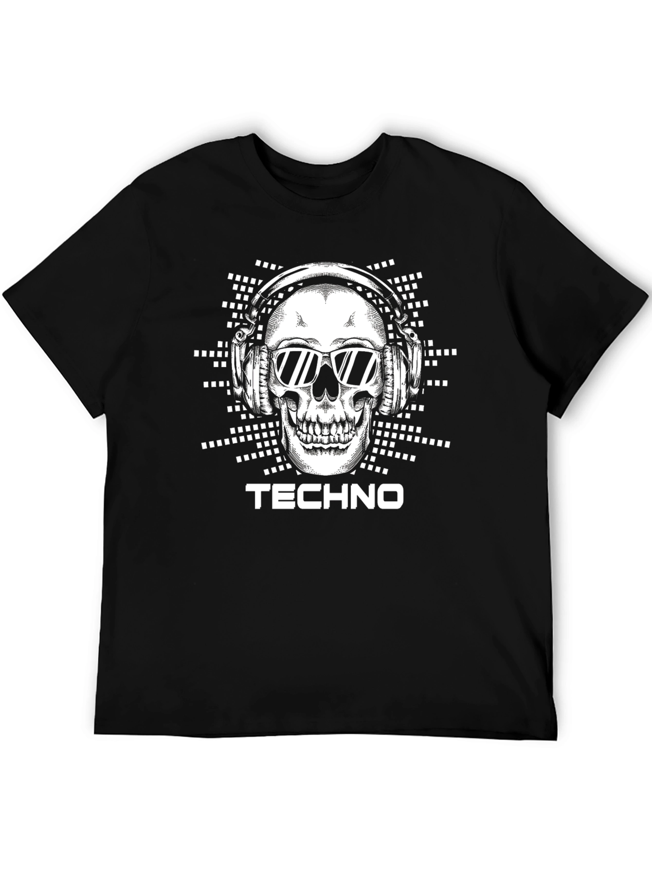 Techno Skull T-Shirt - DJ Skull Wearing Headphones