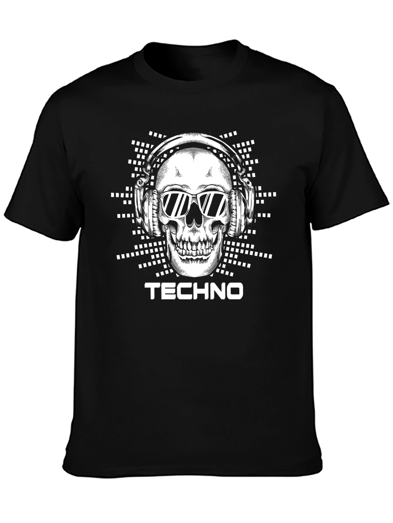 Techno Skull T-Shirt - DJ Skull Wearing Headphones