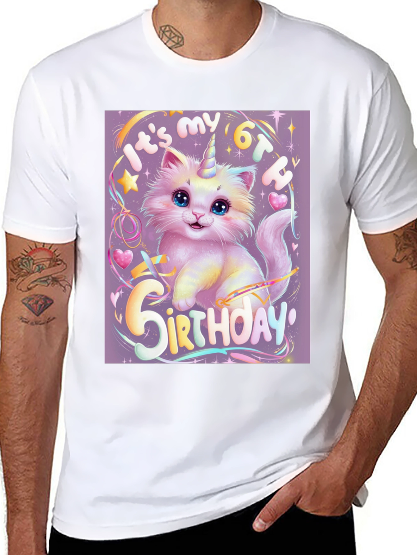 Unicorn Kitty 6th Birthday T-Shirt