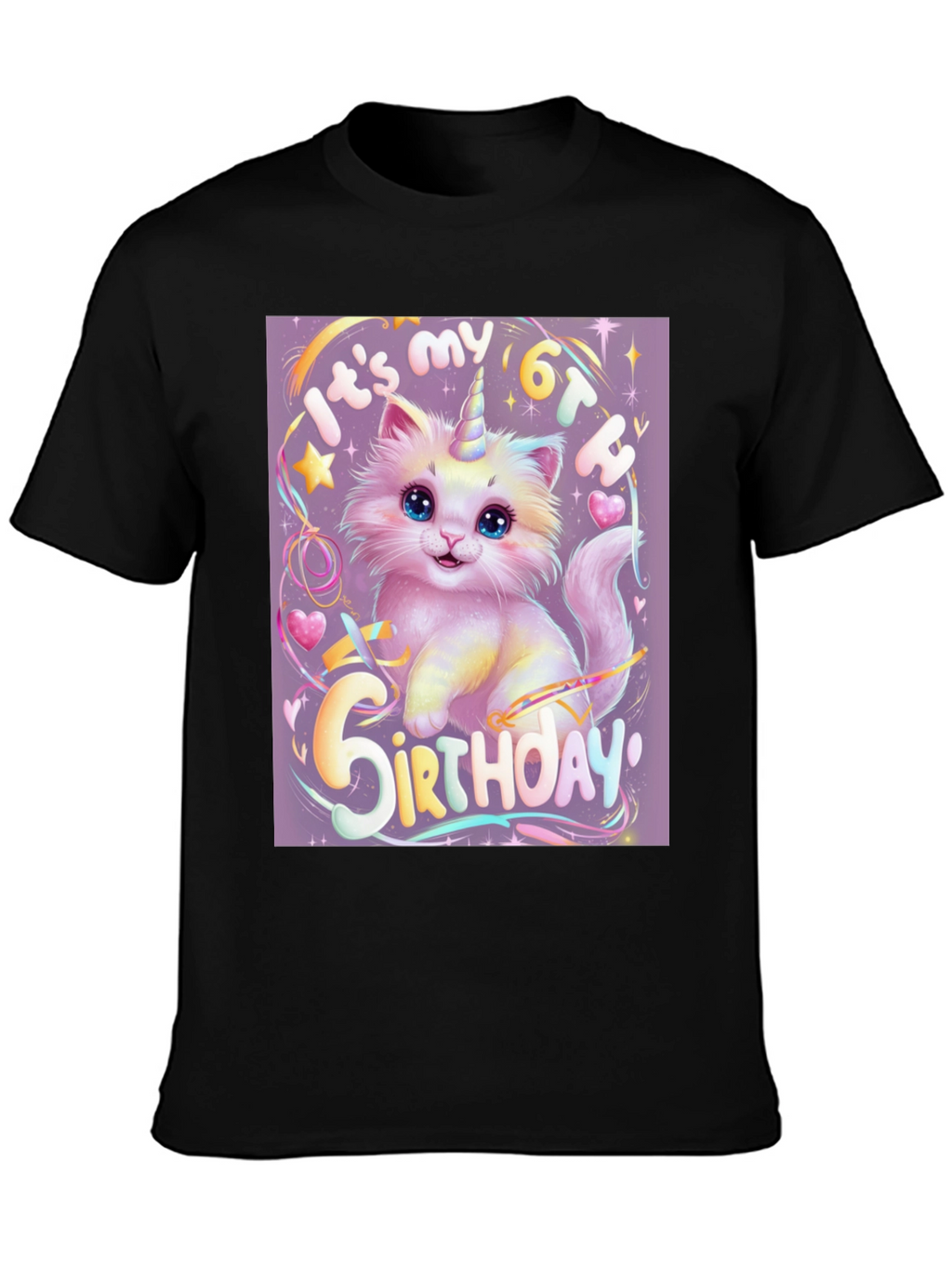 Unicorn Kitty 6th Birthday T-Shirt