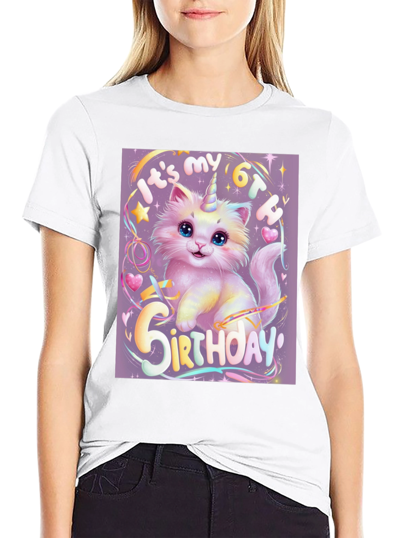 Unicorn Kitty 6th Birthday T-Shirt