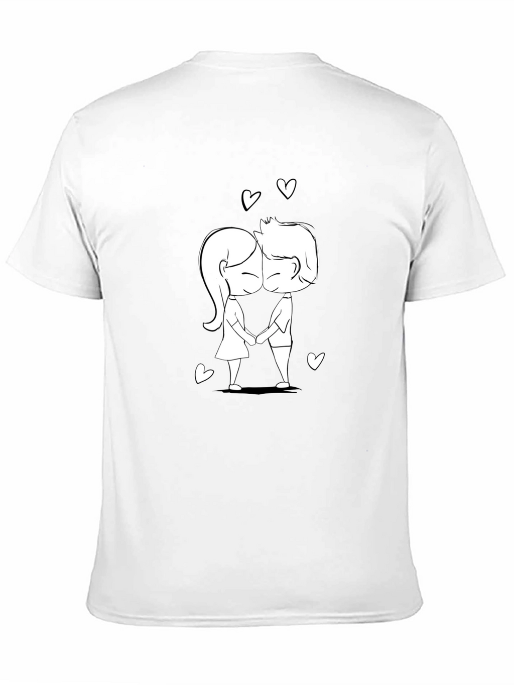 Cute Cartoon Couple Black T-Shirt