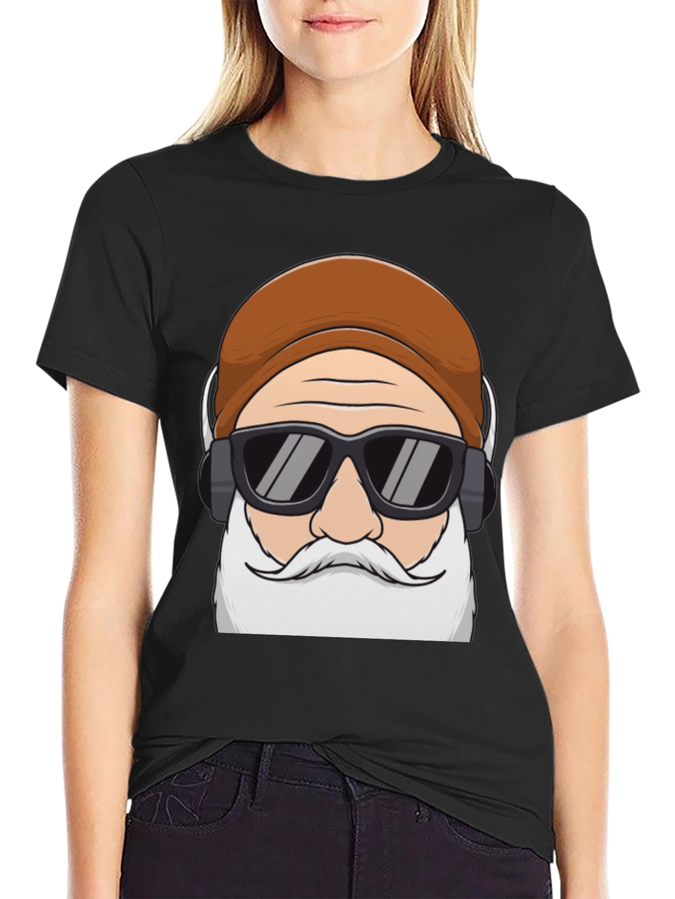 Cool Santa Graphic Tee - Holiday Hipster Style