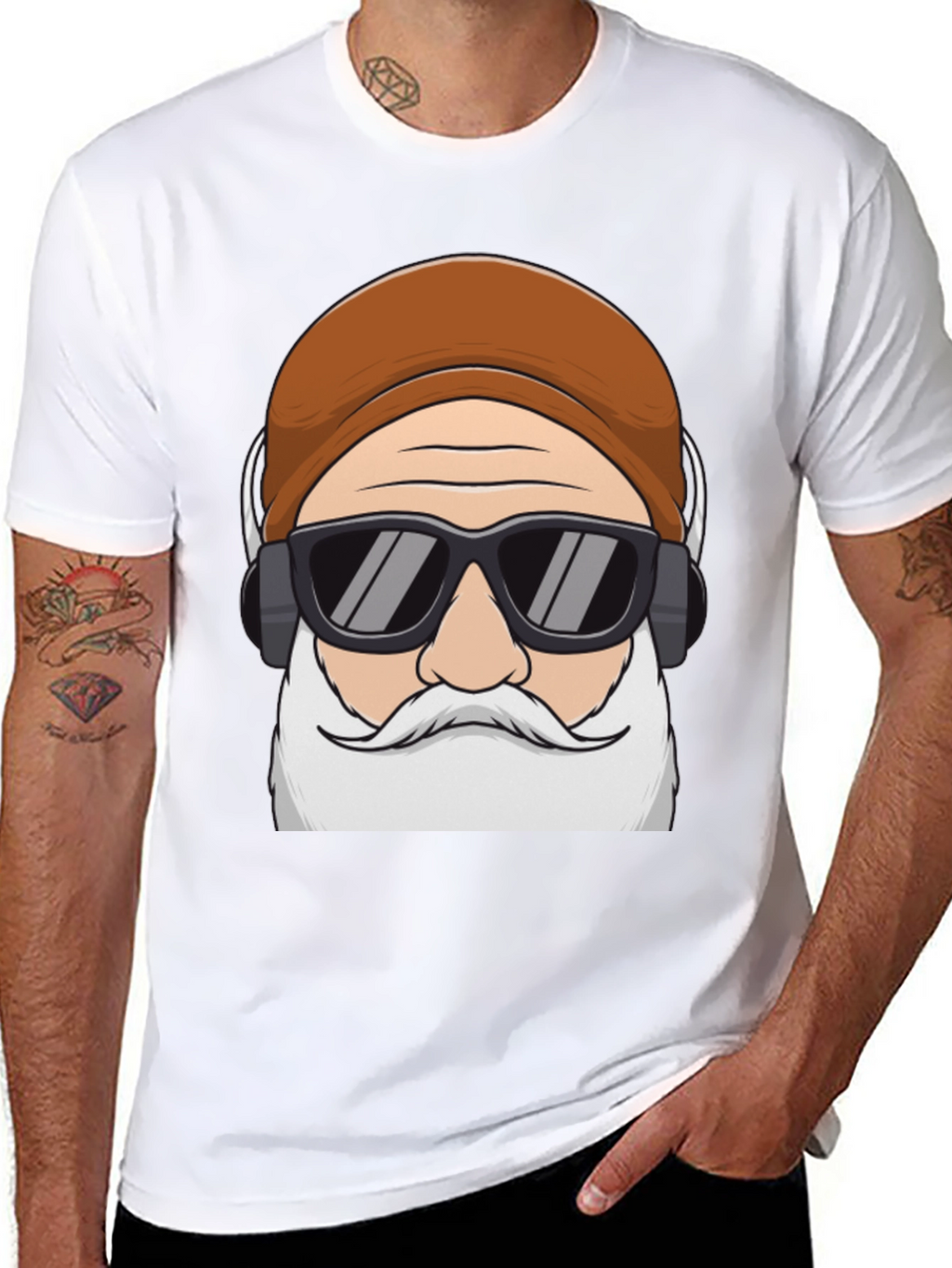 Cool Santa Graphic Tee - Holiday Hipster Style