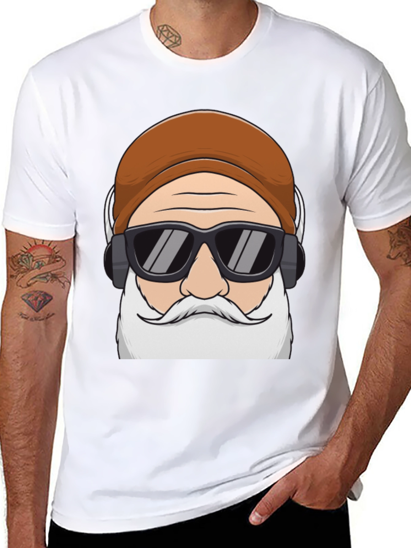 Cool Santa Graphic Tee - Holiday Hipster Style