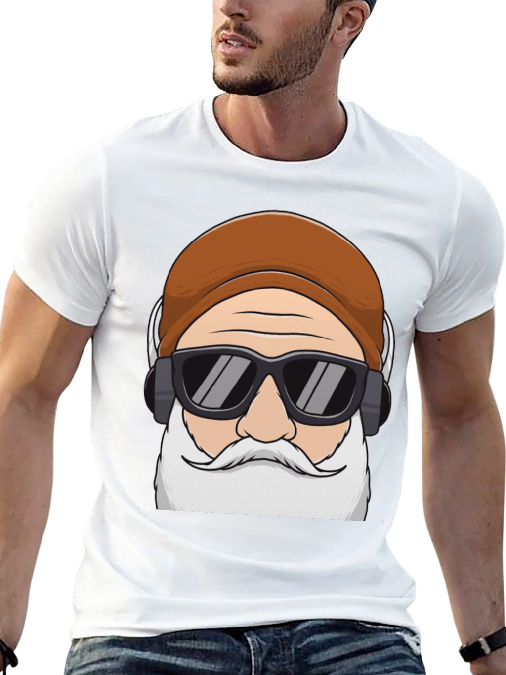 Cool Santa Graphic Tee - Holiday Hipster Style