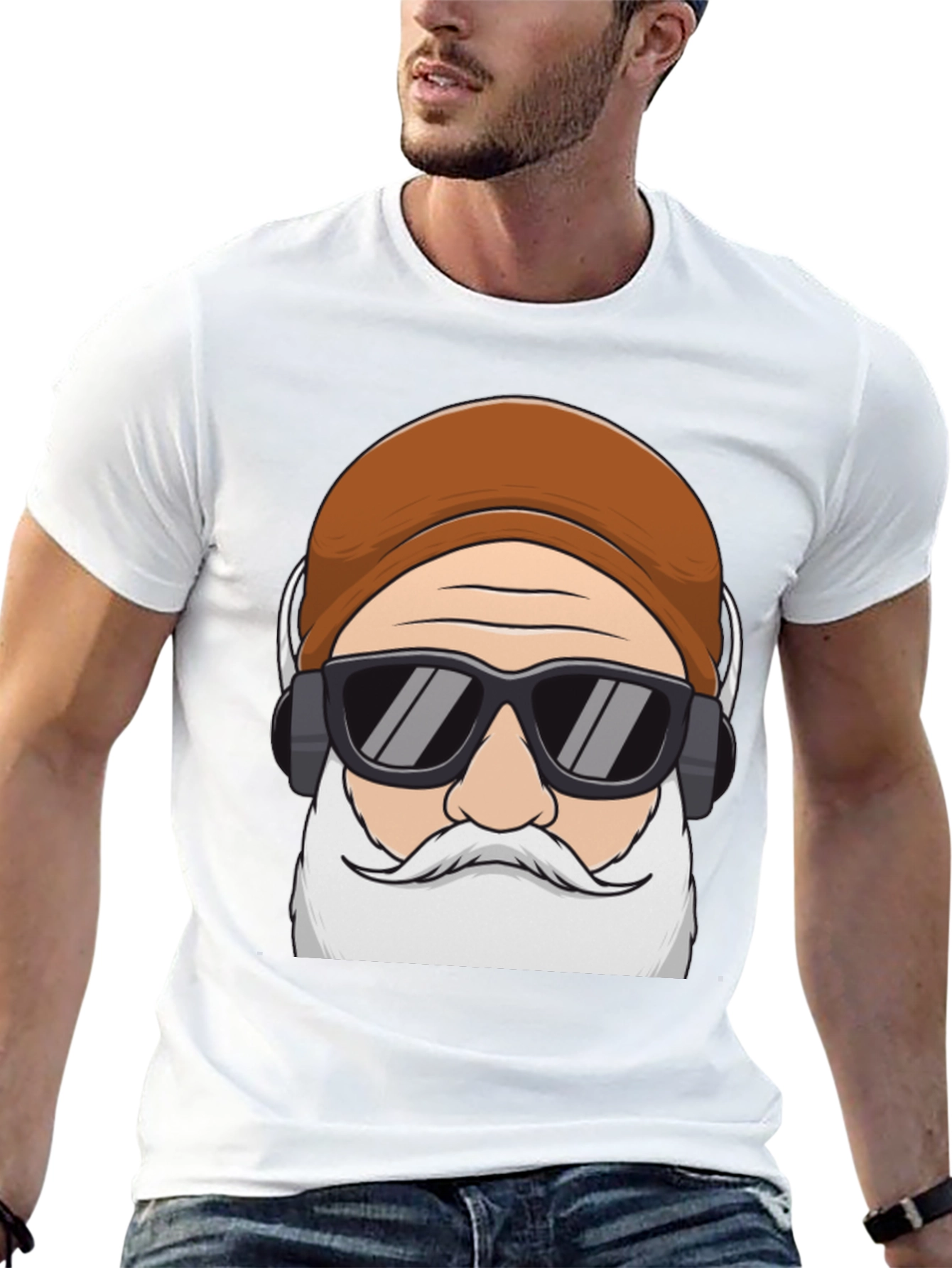 Cool Santa Graphic Tee - Holiday Hipster Style