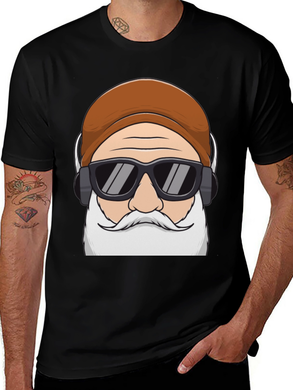 Cool Santa Graphic Tee - Holiday Hipster Style