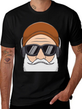 Cool Santa Graphic Tee - Holiday Hipster Style