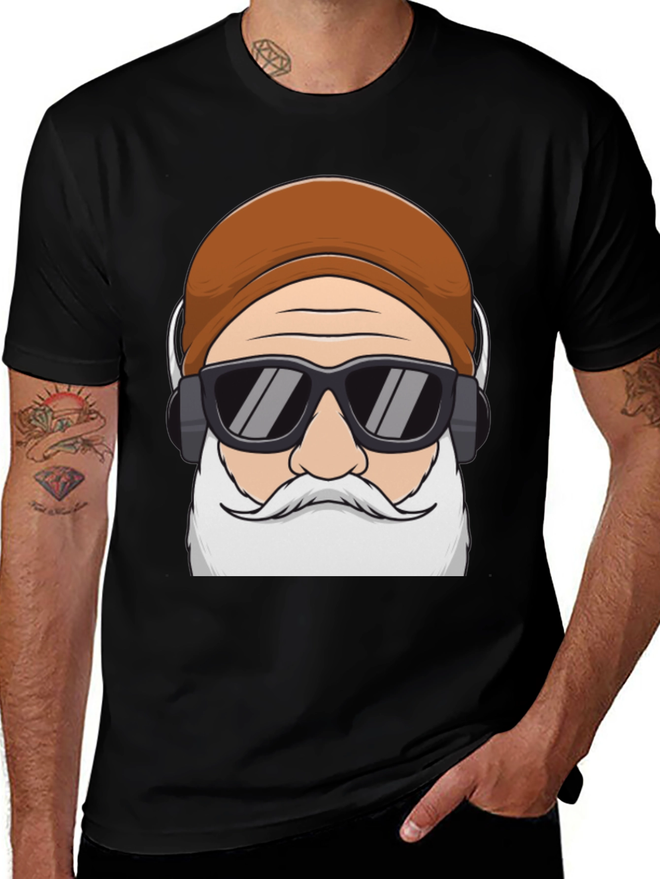 Cool Santa Graphic Tee - Holiday Hipster Style