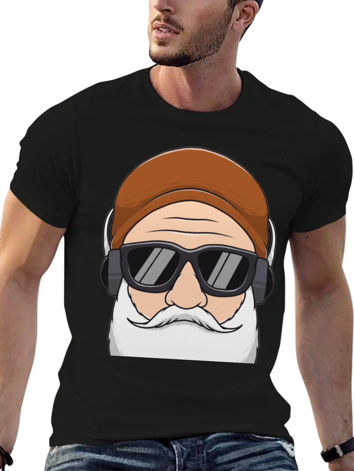 Cool Santa Graphic Tee - Holiday Hipster Style