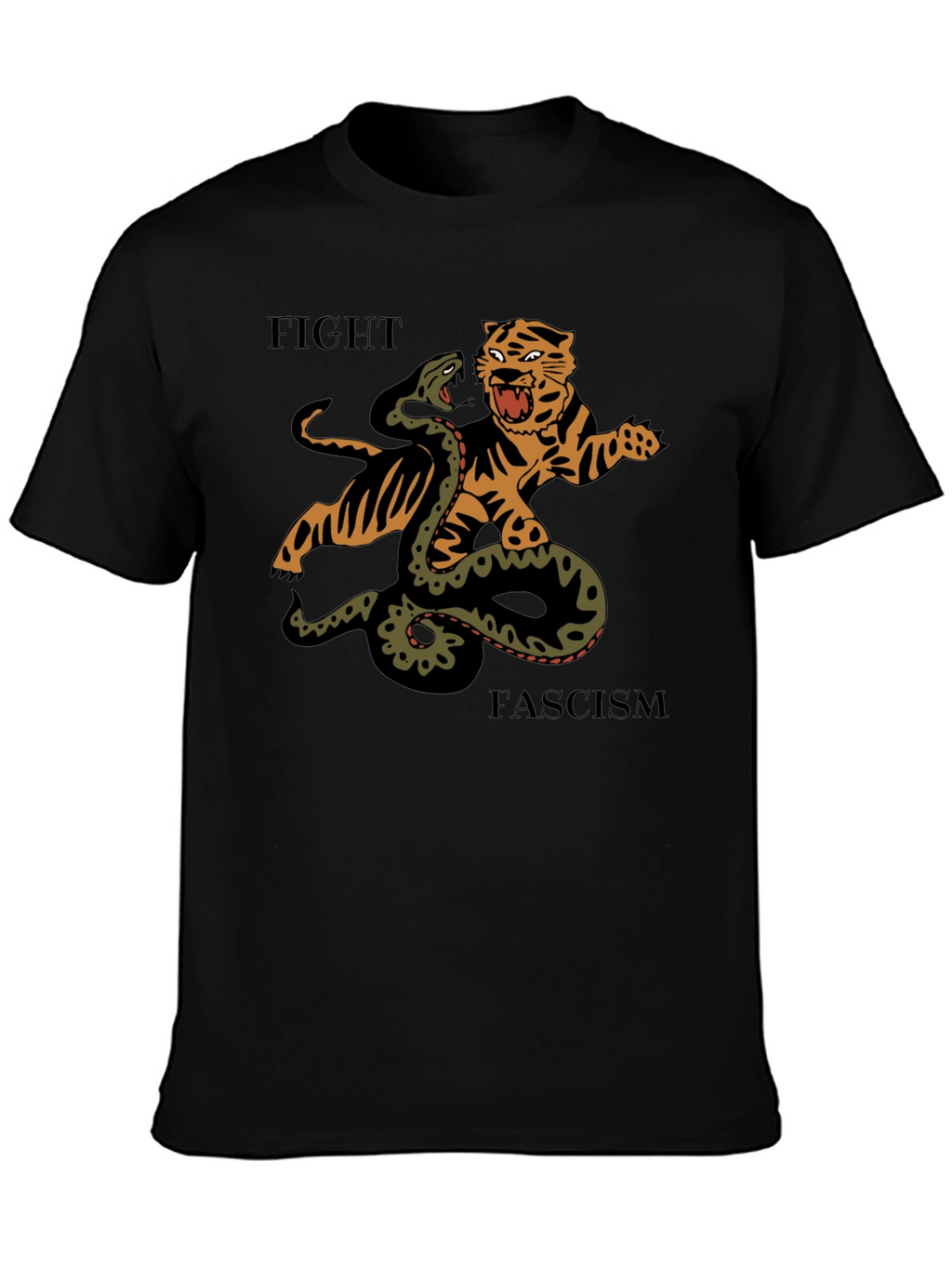 Fight Fascism Tiger vs Snake Graphic T-Shirt