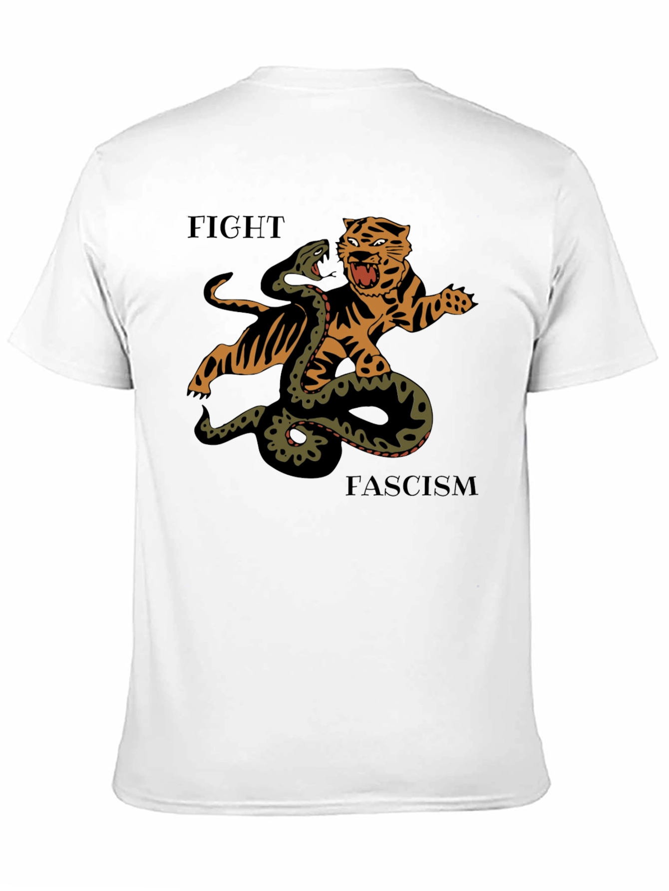 Fight Fascism Tiger vs Snake Graphic T-Shirt