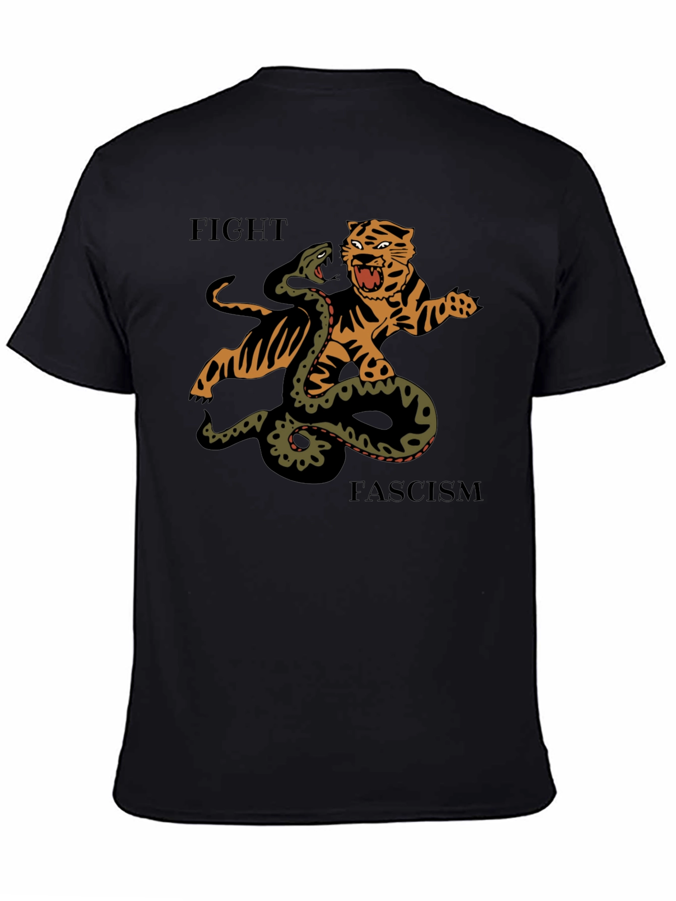 Fight Fascism Tiger vs Snake Graphic T-Shirt