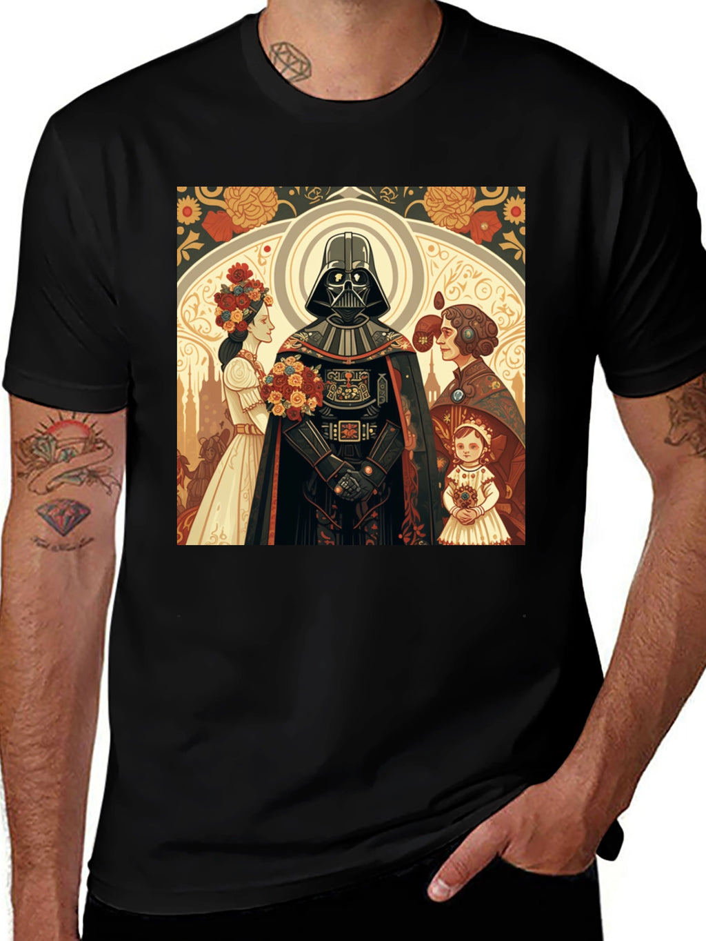 Darth Vader Floral Graphic T-Shirt