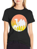 Camel Silhouette Graphic Tee - Desert Sunset