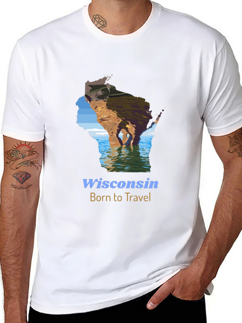 Wisconsin Born to Travel Graphic T-Shirt