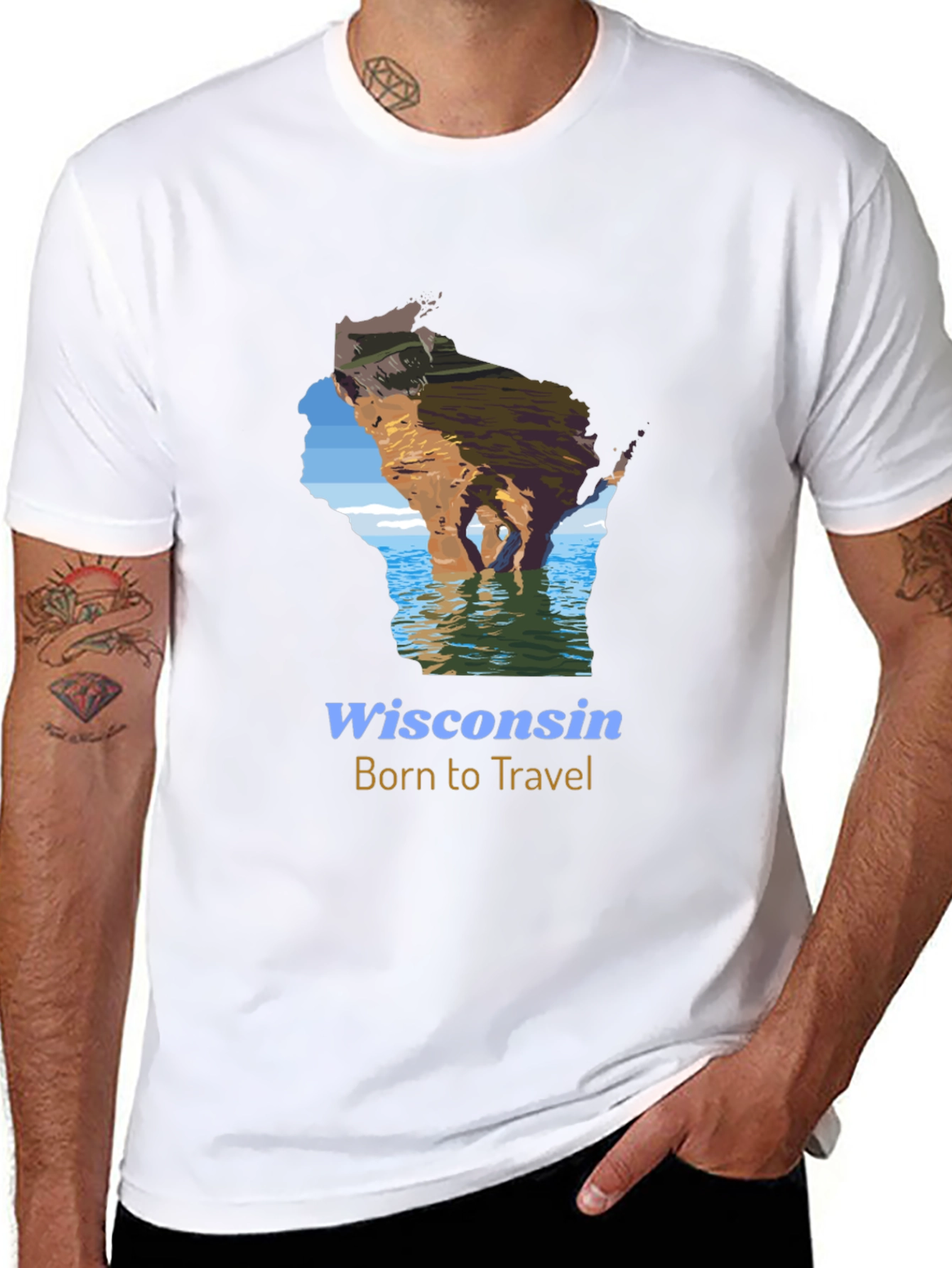 Wisconsin Born to Travel Graphic T-Shirt