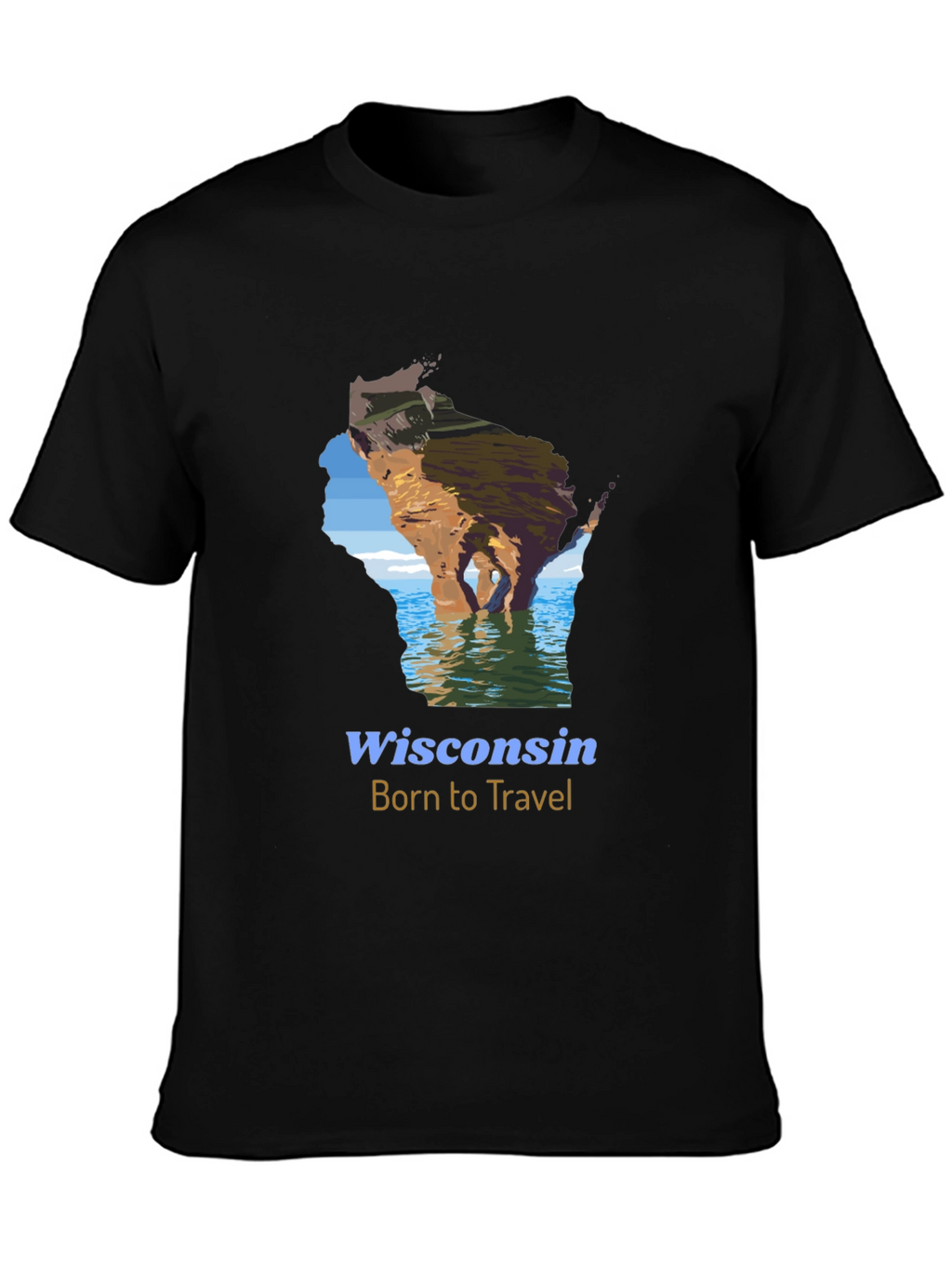 Wisconsin Born to Travel Graphic T-Shirt